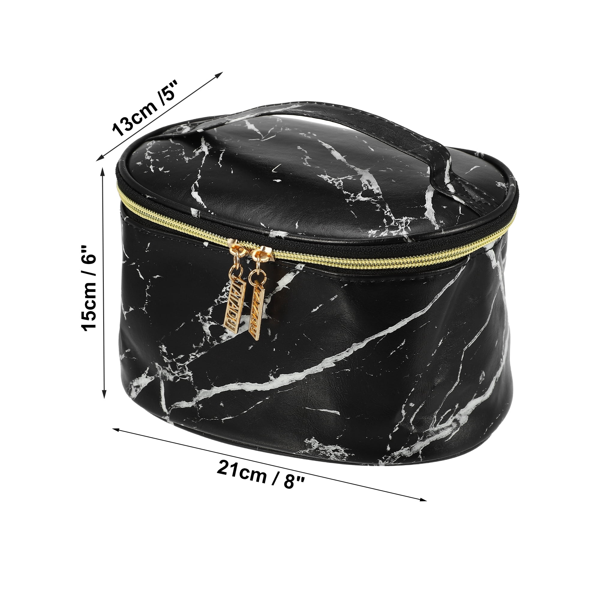 Unique Bargains Floral Makeup Bag Zipper Flower Cosmetic Pouch Black