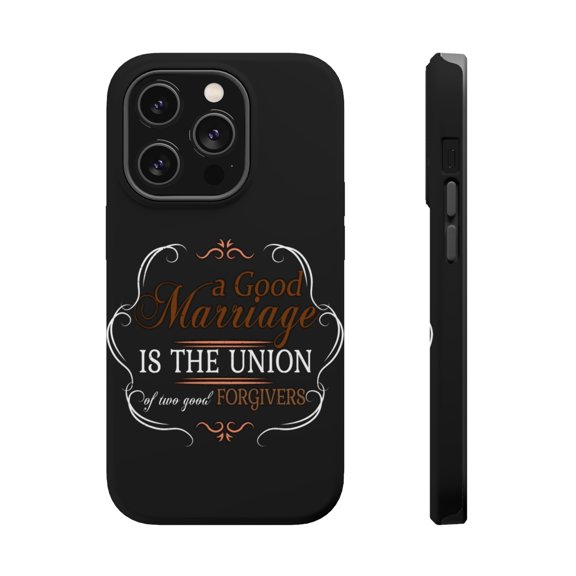DistinctInk Tough Case for Apple iPhone 15 PRO (6.1" Screen), Compatible with MagSafe Charging - Good Marriage Union Good Forgivers