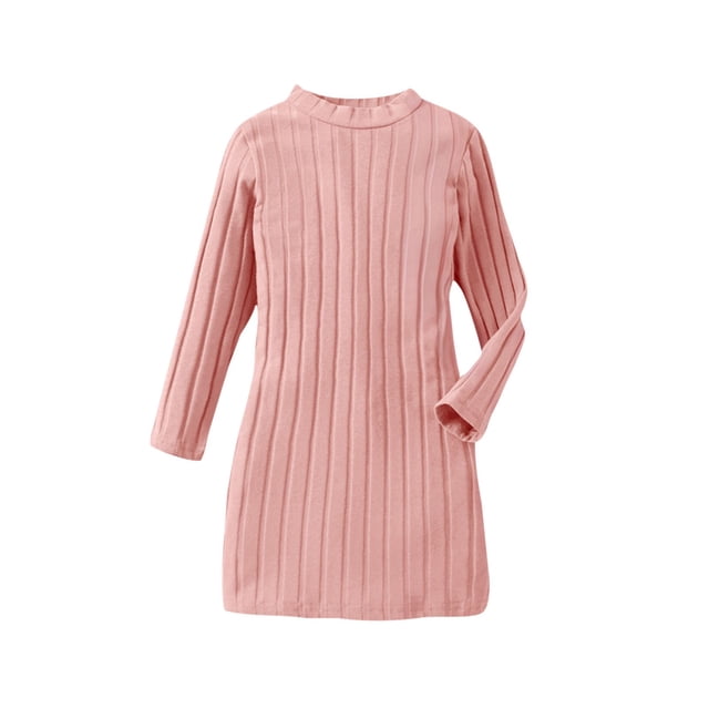 FAIWAD Hauts Tricotés Mi-Longs pour Filles Manches Longues Côtelées Col Rond Collants Automne Hiver Robe Moulante Extensible