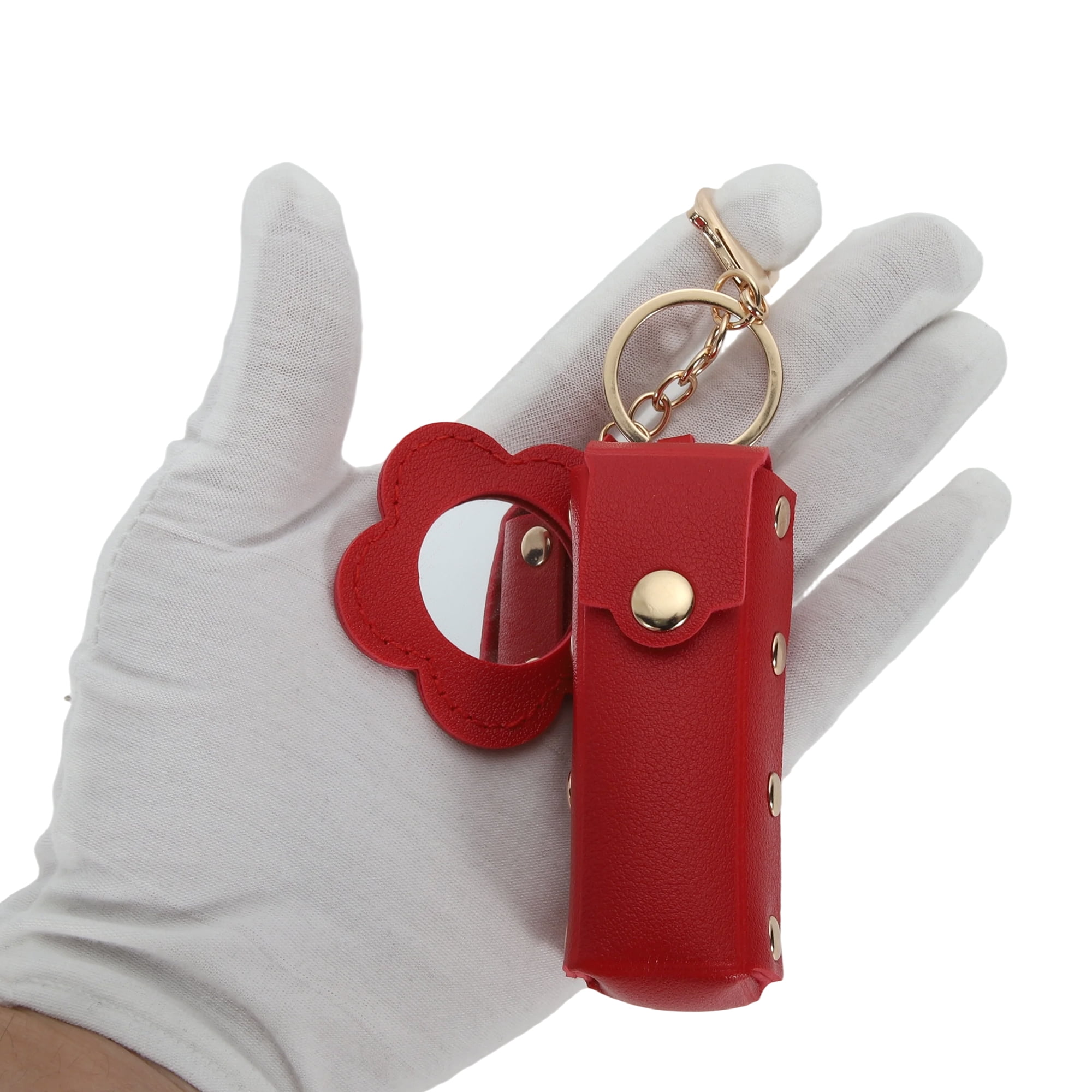 Unique Bargains Durable Flower Mirror Handbag Charms Keychains 1 Piece Red