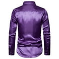 thumbnail image 3 of LIIPEE Men Shirts Carnival Party Solid Color Lapel Long Sleeve Buttons Shirt Male Slim Fit Fashion Tops Comfortable Breathable Soft Performance Shirts,Purple,L, 3 of 4