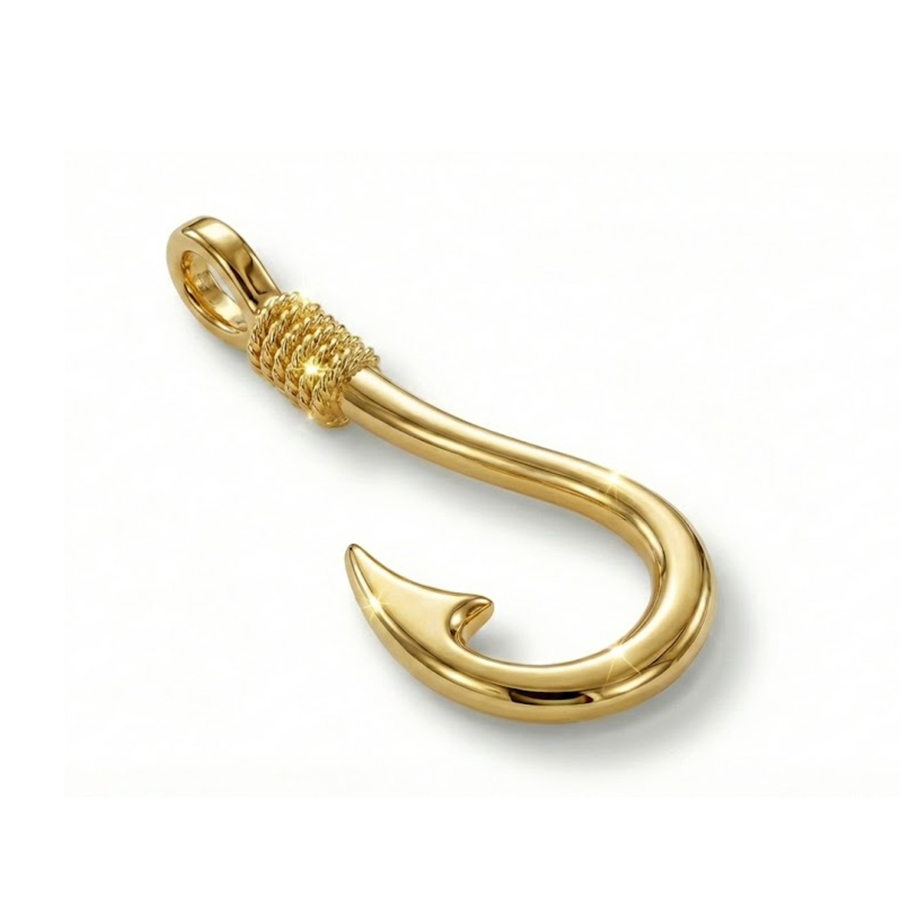 Charm America - Gold Fish Hook Charm - 10 Karat Solid Gold