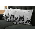thumbnail image 5 of Ambesonne Black White Throw Pillow Cover 4 Pack, 3 Kittens, 18", Black and White, 5 of 5