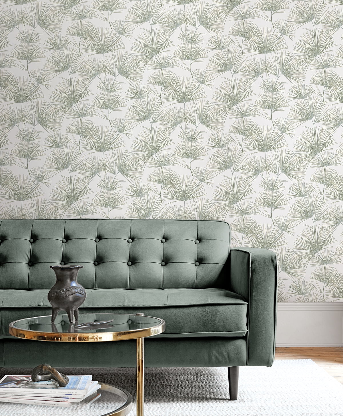 NextWall Aloe Green Pine Needle Peel and Stick Wallpaper