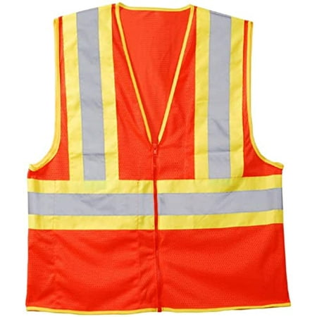 

Cordova VZ250P4XL Type R Class II Orange Mesh Vest Zipper Closure Two-Tone Contrasting Trim/Reflective Tape Inside Lower Pocket 4X-Large