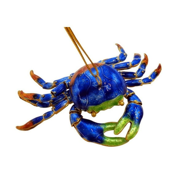 Cloisonne Articulated Blue Crab Ornament