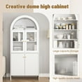 thumbnail image 4 of GZXS 69.3"H Arched Storage Cabinet with LED Lights, Tall Display Cabinet with Acrylic Doors and Door Racks, Modern White Floor Cabinet for Living Room or Dining Room, 4 of 9