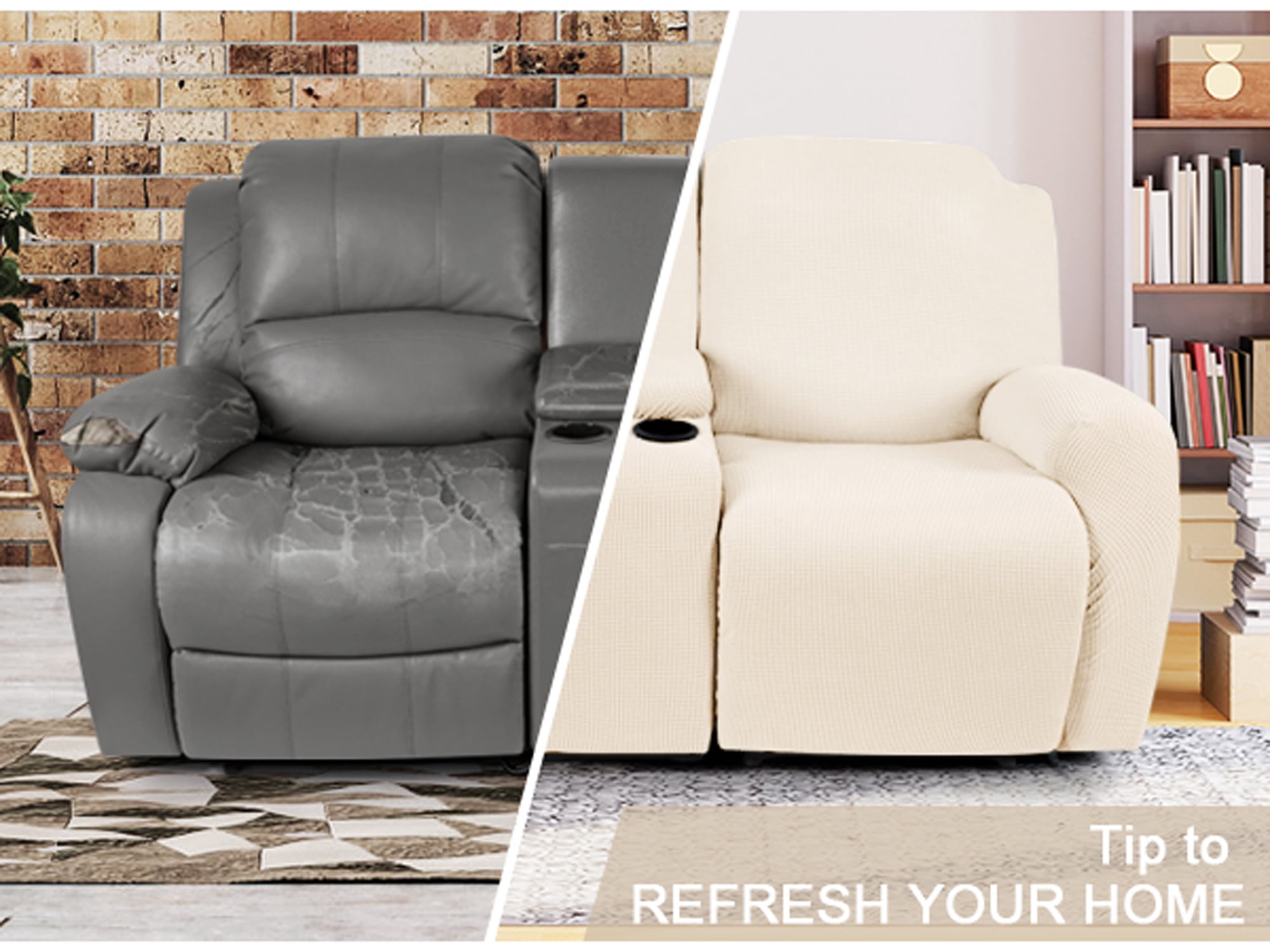 TAOCOCO Stretch Loveseat 4-Piece Polyester Blend Sofa Slipcover, Beige