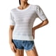 thumbnail image 1 of Blusa de punto ahuecada Cuello redondo Manga corta abullonada Ajuste casual Blusa ahuecada de color puro, 1 of 8