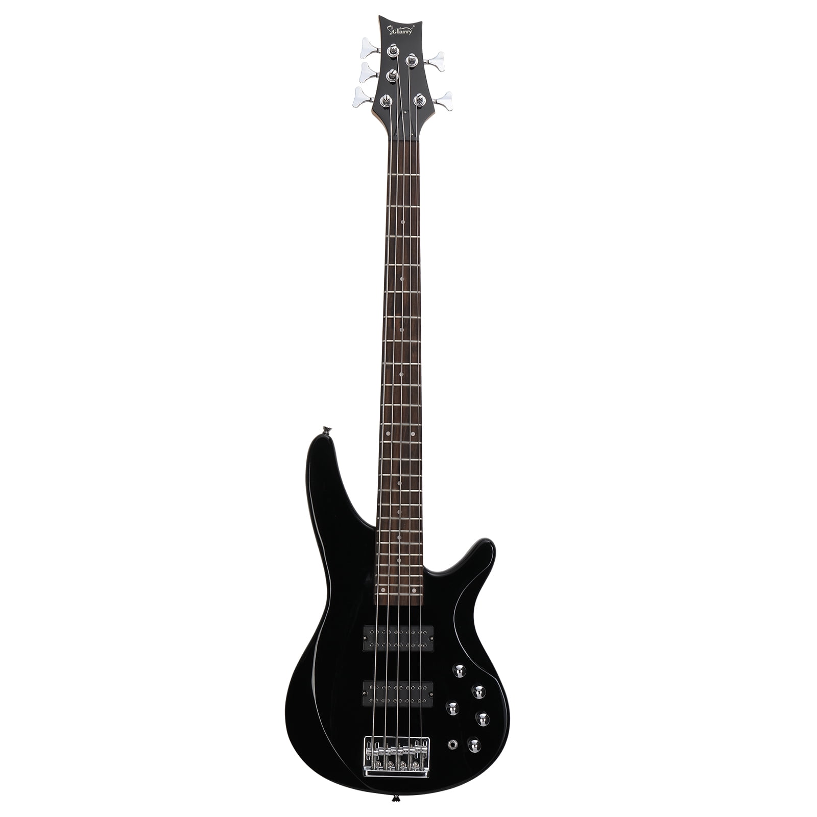 44 Inch GIB 5 String H-H Pickup Laurel Wood Fingerboard Electric Bass Guitar with Bag and Other Accessories Black