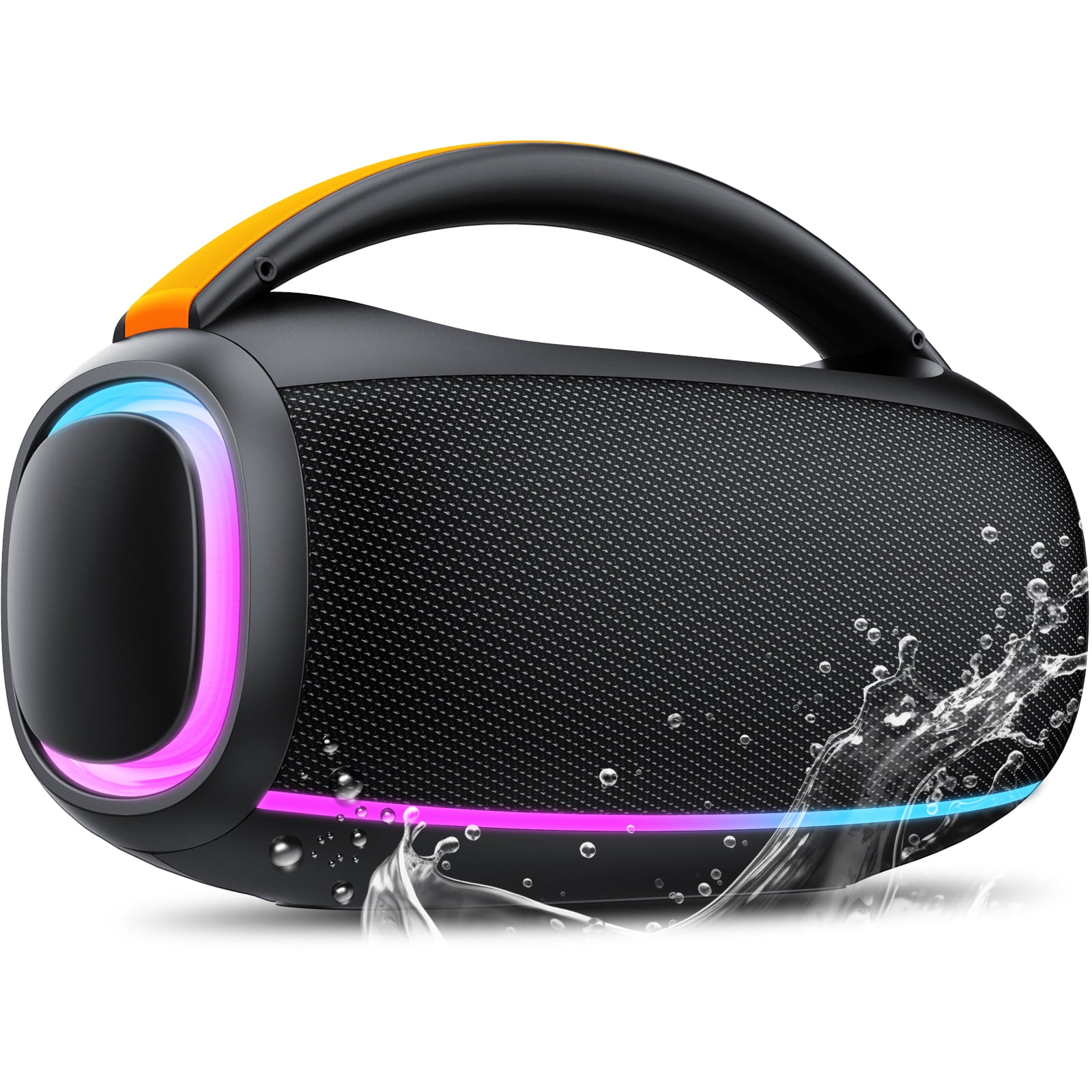 Outdoor Bluetooth Speaker, 80W Loud Speaker with Bass, Speakers Bluetooth Wireless with 24H Long Battery Life, IPX7 Waterproof, Speakers for Pool Beach Party, Portable Speaker with TWS (Black)
