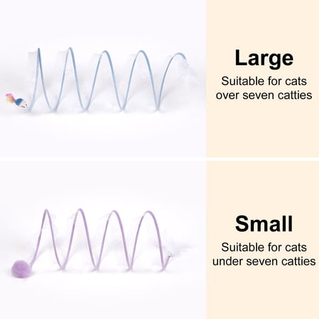 Lhujing Collapsible Tunnel Foldable Tube Tunnel-Indoor Exercise Toy for Cats S-Shape Collapsible Play Tunnel with Feathers