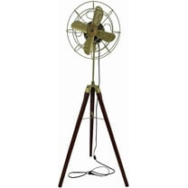 Electric Pedestal Working Vintage Fan With Wooden Adjustable Tripod Stand Royal Navy Floor Fan With Brown Wooden Tripod Working Cooling Fan (Pack Of One) by Nauticaz