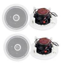 Pyle 6.5" 500W 2-Way Round In-Wall/Ceiling Home Audio Speaker System, White, 4pk
