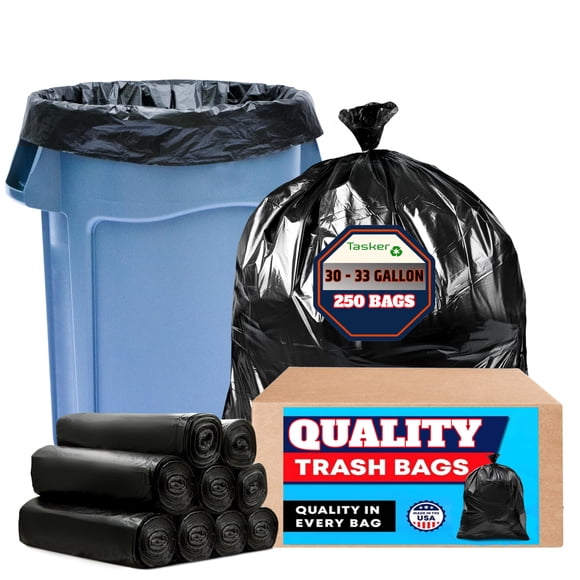 Bolsas de basura Tasker 113,56-124,92 L, resistentes, 250 bolsas negras