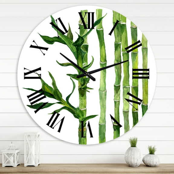 Designart 'Bamboo Branches In The Forest Iii' Tropical Wall Clock