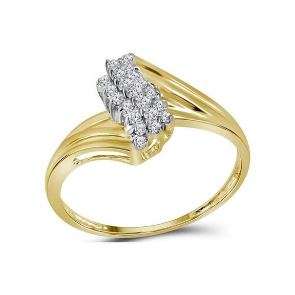Diamond Princess 10kt Yellow Gold Womens Round Prong-set Diamond Contoured Cluster Ring 1/6 Cttw