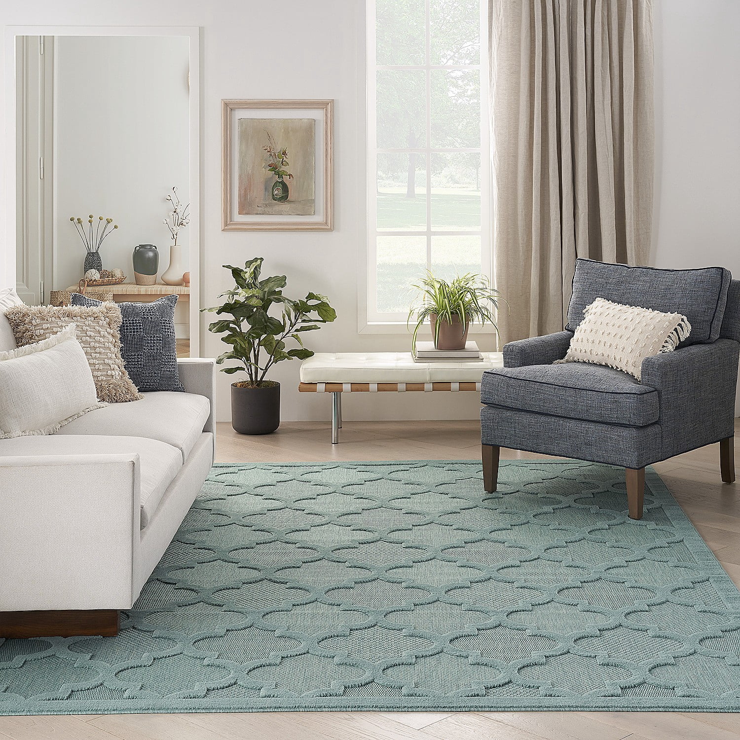 Nourison Easy Care 9' x 12' Aqua/Teal Indoor/Outdoor Rug