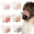 thumbnail image 1 of KuuGuu 6 peines florales de flores para el pelo de novia, boda, diamantes de imitación de cristal, peines laterales para el pelo para mujer, accesorios para el cabello para mujer, 1 of 3