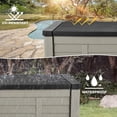 thumbnail image 3 of 150 Gallon Outdoor Storage Box, Large Resin Deck Box with Louver Design, Lockable  Storage Bin for Indoor and Outdoor Use, Pillows, Tools, and Pool Supplies - Black & Brown, 3 of 7