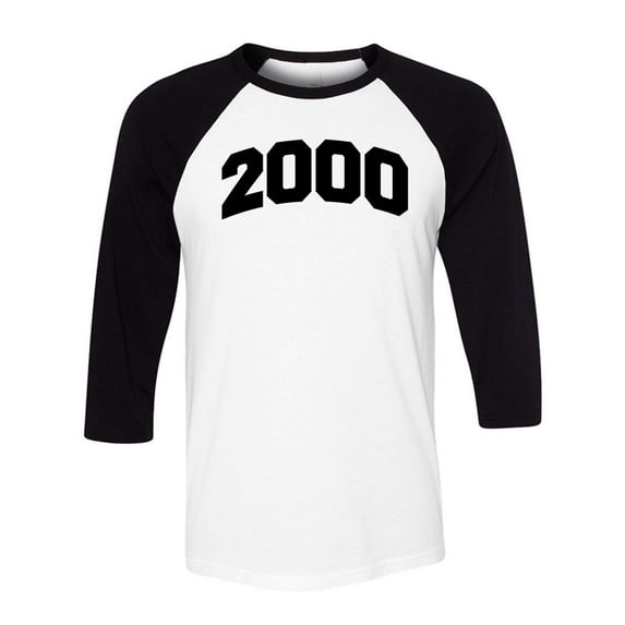 2000 College Style Three-Quarter Raglan Sleeve Baseball Shirt Unisex 2X-Large White/Black