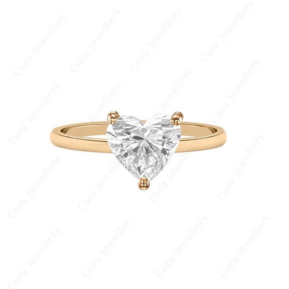 Cora Jewellery 2CT Heart Moissanite Bridge Diamond Solitaire Engagement Ring For Women, 10K Rose Gold