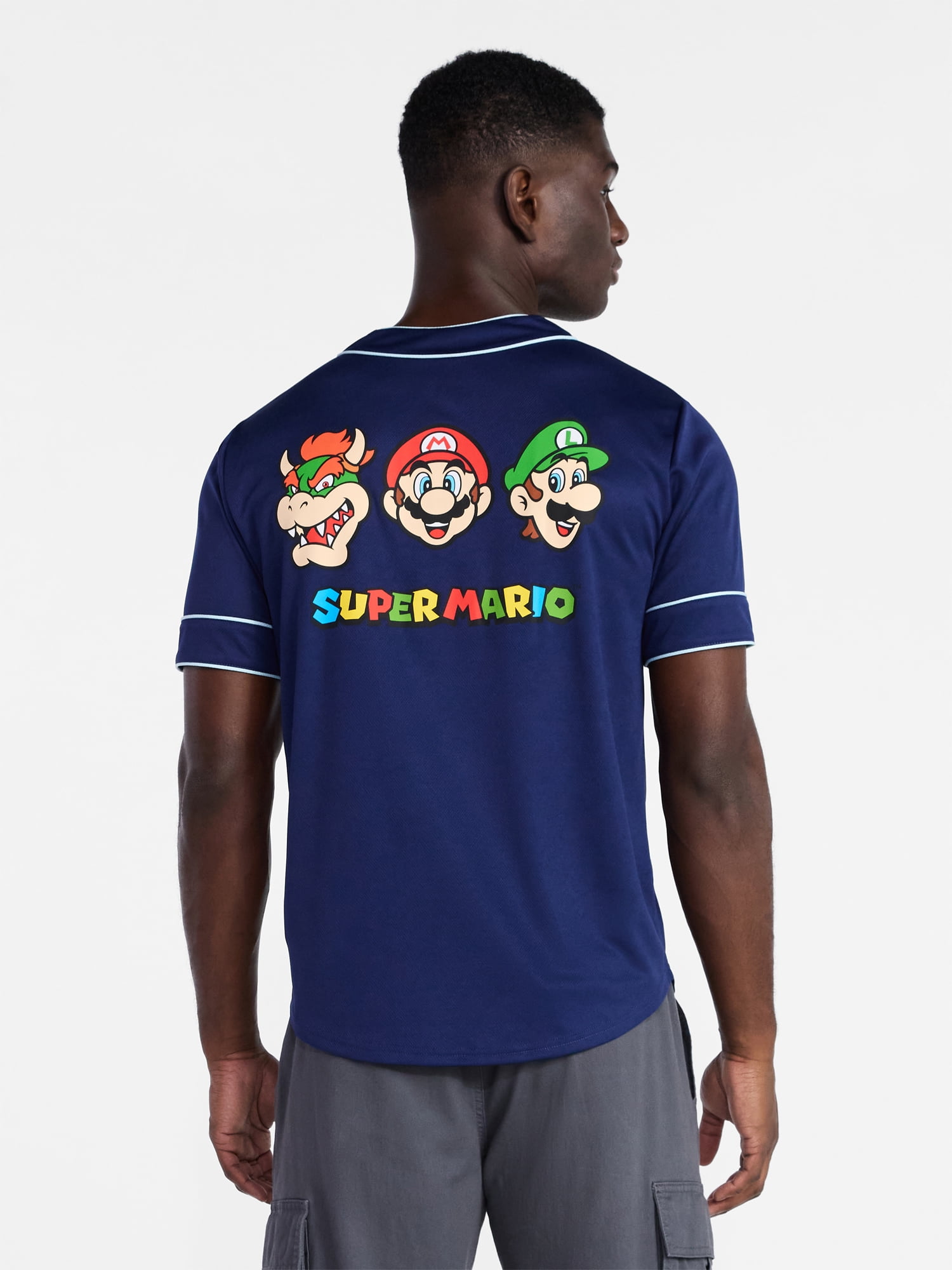 Super Mario Men's and Big Men's Baseball Jersey, Sizes XS-3XL
