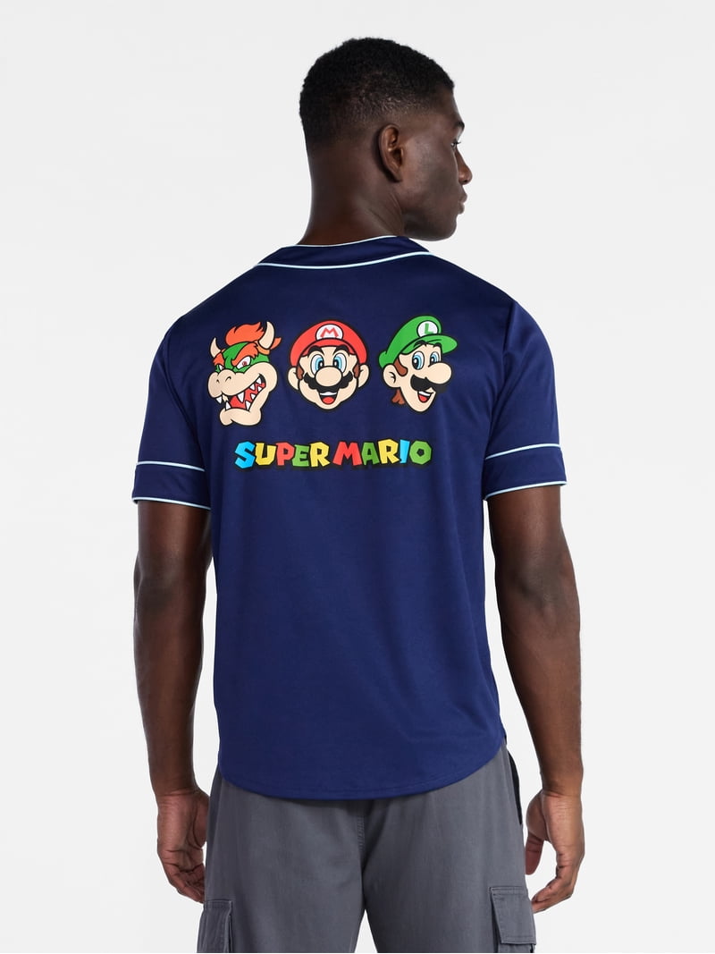 Super Mario Men's and Big Men's Baseball Jersey, Sizes XS-3XL