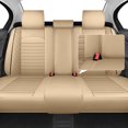 thumbnail image 3 of WRWolf Universal SUV Sedan Truck Crew Cab Car 5-Seat Covers Front & Rear Full Set PU Leather Breathable Waterproof Seat Cushion Protector,Beige, 3 of 7