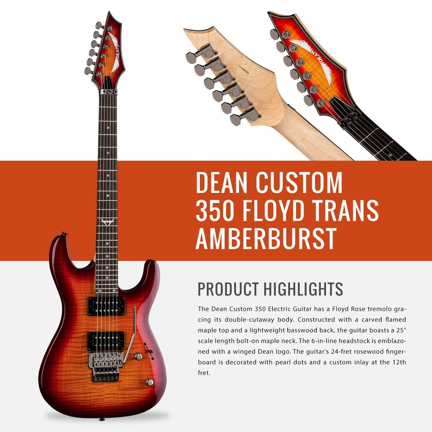 DEAN CUSTOM 350 FloydRose Trans Black 現状 Dean Custom 350 Floyd Trans Black C350F TBK