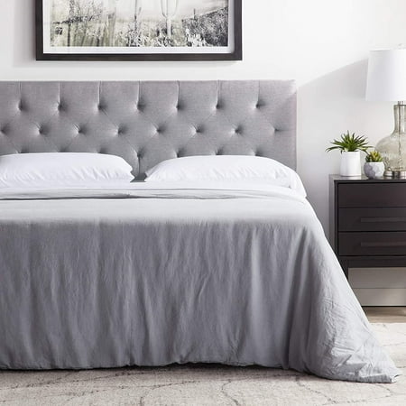 LUCID Mid-Rise Upholstered Headboard-Adjustable Height from 34” to 46”, King/Cal King, Stone (B07JKJN8NJ)