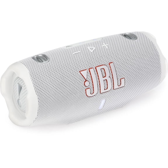 (Open Box) JBL Charge 6 Portable Waterproof Bluetooth Speaker, White, 28H Playtime, Built-In Powerbank, AI Sound Boost, Sturdy Removable Carrying Strap