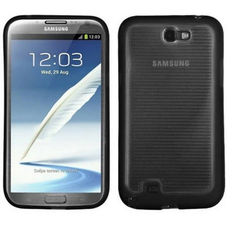 Samsung N7100 Galaxy Note 2 MyBat Gummy Cover, Horizontal Stripes Transparent Clear/Solid Black