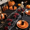 thumbnail image 5 of Halloween Black Rose Garland 78.7 In Gothic Artificial Vine with Red Roses and Berries Spooky Season Mantel Door Decor for Home Party, 5 of 8