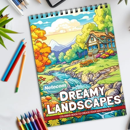 LBKHOUSE Woodland Cozy Cabins Coloring Book Spiral Bound for Adults Premium Cover