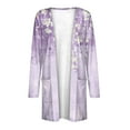 thumbnail image 5 of IROINNID Cardigan for Women Open Front Lightweight Jacket Printing Long Sleeve Comfy Cardigan Outerwear with Pocket,Purple, 5 of 5