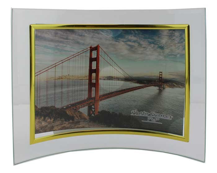 6 pieces Glass Picture Frame 7x5 Gold Border) Curved