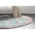 thumbnail image 4 of 8.25' Turquoise Blue and Pink Floral Round Area Throw Rug, 4 of 5