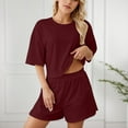 thumbnail image 2 of Lounge Sets for Women – Weekend Brunch Pajamas Two Piece Loungewear with Stylish Fit and Relaxed Look Ladies Fashion Pajama Set Solid Color Loose Shorts Set, 2 of 8