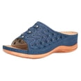 thumbnail image 2 of TUOBARR Wedge Sandals for Women, Womens Fashion Orthotic Slides, Retro Light Comfy Hollow Slippers, Comfortable Dressy Casual Beach Roman Shoes Blue B, 2 of 5