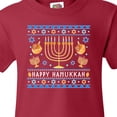 thumbnail image 4 of Inktastic Happy Hanukkah Sweater Style Design with Menorah and Dreidel Youth T-Shirt, 4 of 5