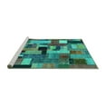 thumbnail image 2 of Ahgly Company Machine Washable Indoor Rectangle Patchwork Turquoise Blue Transitional Area Rugs, 8' x 10', 2 of 4