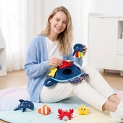Cute Marine Animal Stuffed Toys Set, Soft & Fidget Toys Underwater Plushies Collection, Adorable Sea Creature Play Set, Perfect Educational Gift for Kids & Nursery Room Decoration