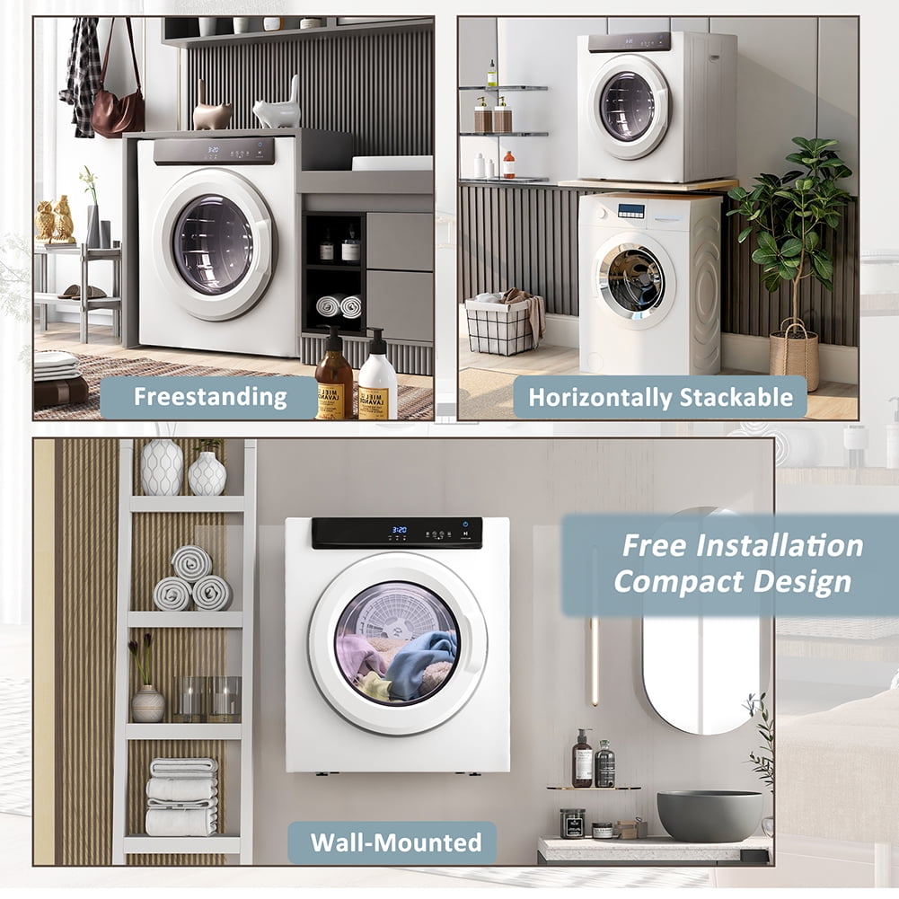 Private Jungle Electric Portable Clothes Dryer, Front Load Laundry Dryer with Touch Screen Panel and Stainless Steel Tub for Apartments, Dormitory