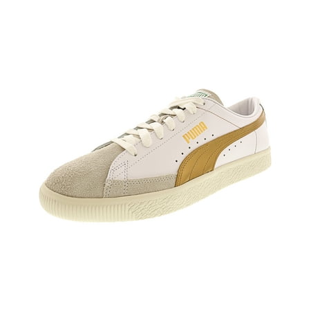 Puma Mens Basket - Puma Men's Basket 90680 G White / Gold Ankle-High Leather Fashion Sneaker - 11.5M