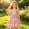 thumbnail image 2 of Fgnfyis Girls Summer Dresses Cherry Print Sleeveless A Line Swing Bowknot Waist Casual Toddler Summer Dress 11-12 Years, 2 of 7