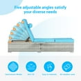 thumbnail image 3 of Outdoor PE Wicker Chaise Lounge Chair Set Of 2 with Adjustable Backrest, Patio Rattan Reclining Chair with Thick Cushion, Headrest, Shelf & Steel Frame, Weather Proof and Anti-UV, Sky Blue, 3 of 7