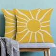 thumbnail image 2 of Summer Outdoor Pillow Covers 16x16 Inch 2 Pcs, Mustard Yellow White Sun Boho Decorative Throw Pillows,Sunshine Abstract Farmhouse Decor Pillowcase Linen Cushion Cover for Home Couch Sofa Bed, 2 of 6