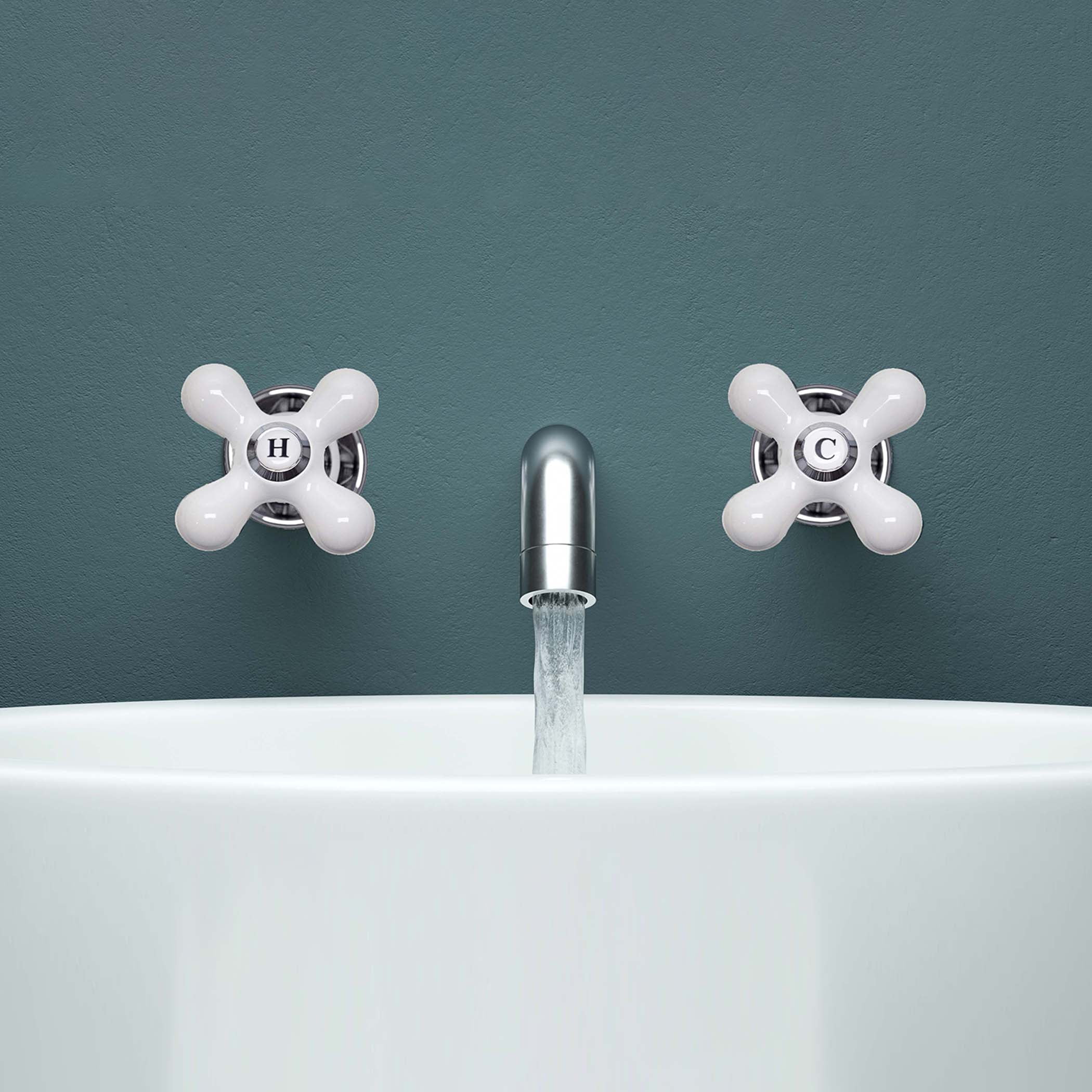 Danco Cross-Arm Faucet Handle | Sink & Bathtub Handle | White Porcelain/Chrome (46004)