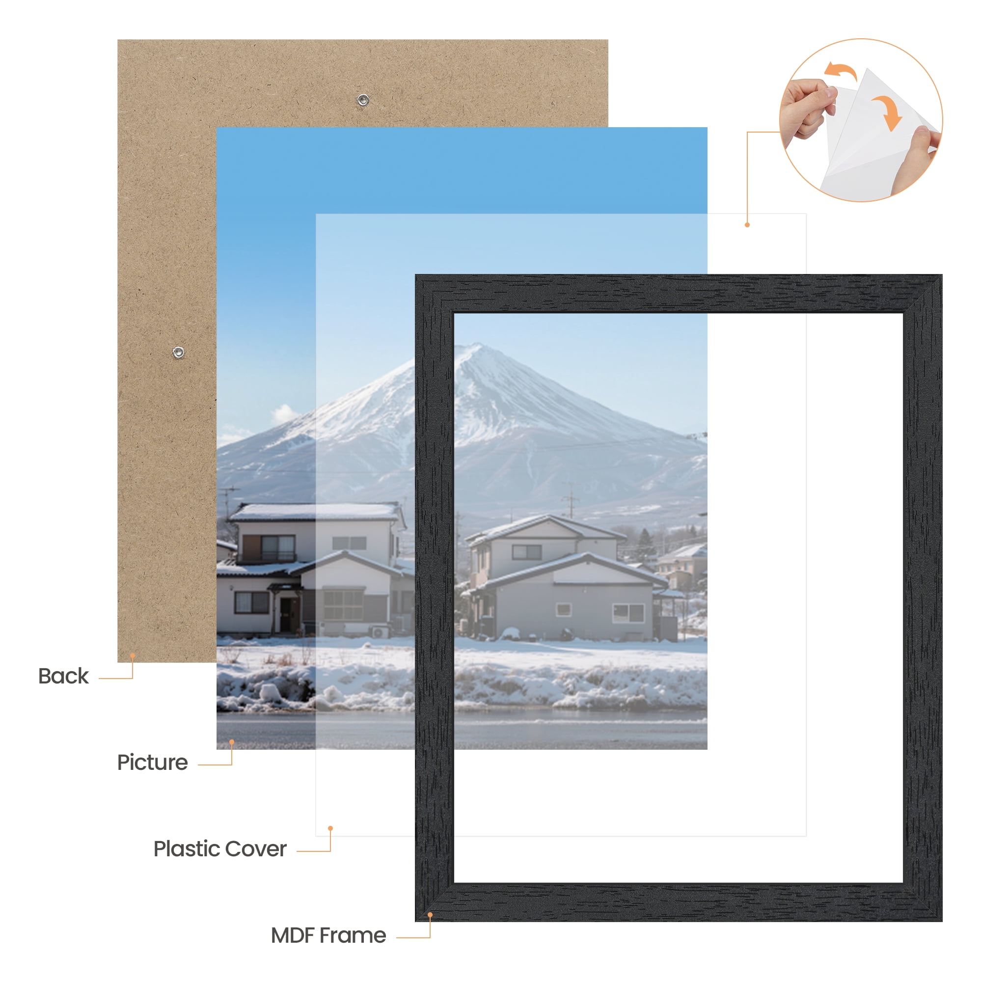Sindcom 18x24 Wooden Picture Frames, Wall Gallery Photo Frames, Black Poster Frames, Set of 3